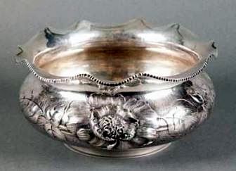 American Art Nouveau style repousse sterling silver bowl